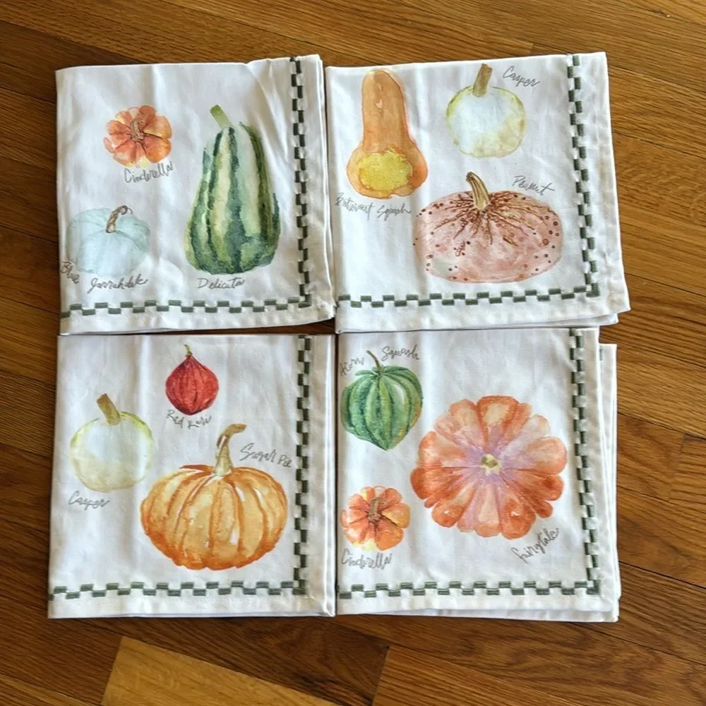 Anthropologie Types of Pumpkins Napkins, Set of 4
